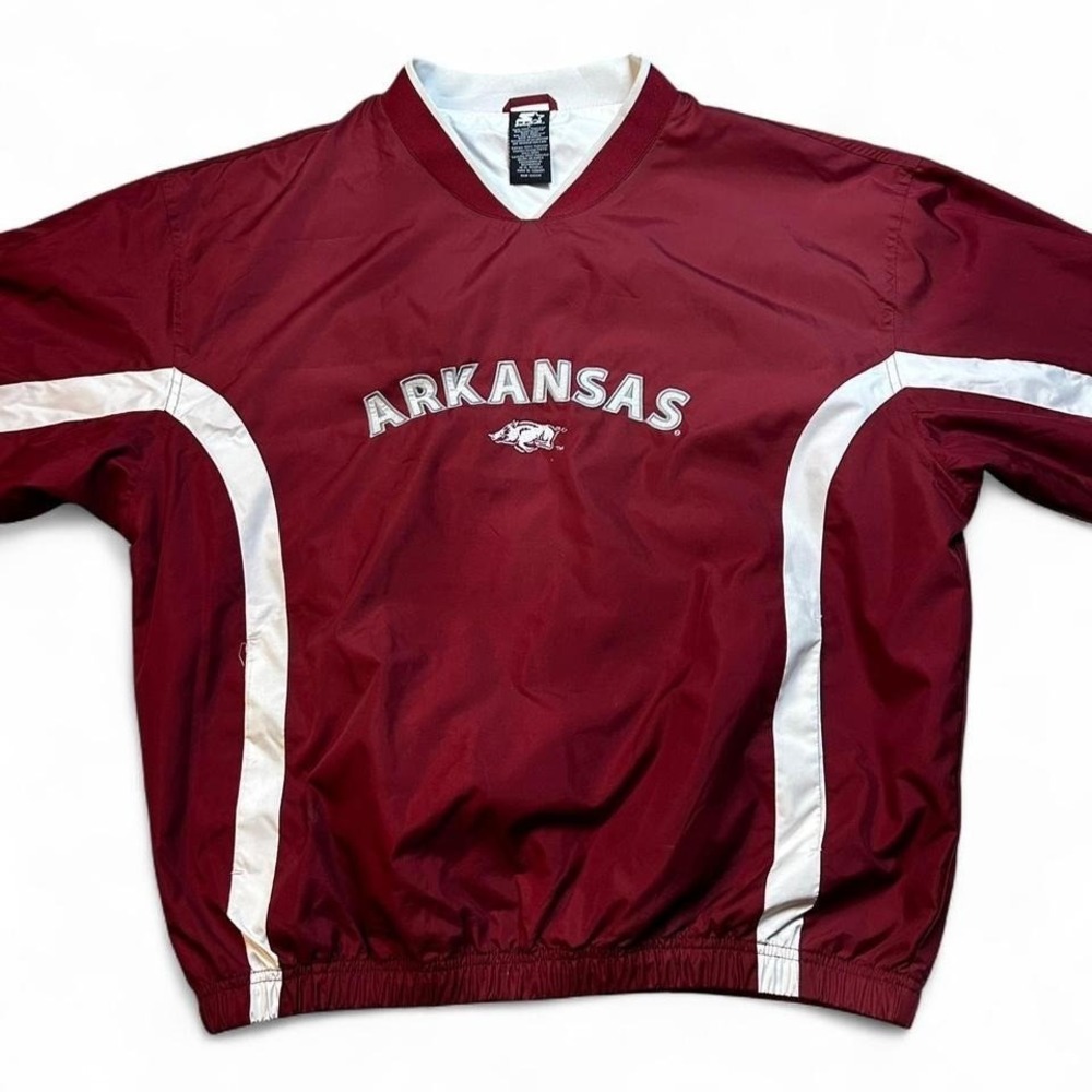 Vintage Y2K Arkansas Razorbacks starter v-neck sportswear pullover‎ size large